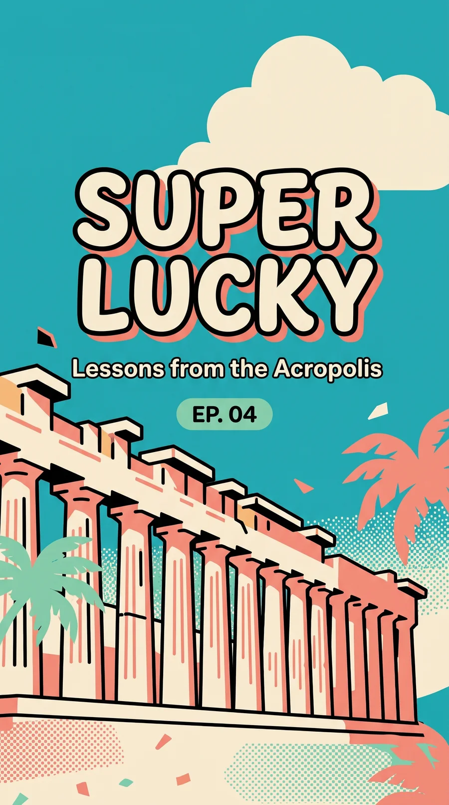 Episode title card matched to the city pop print restyle